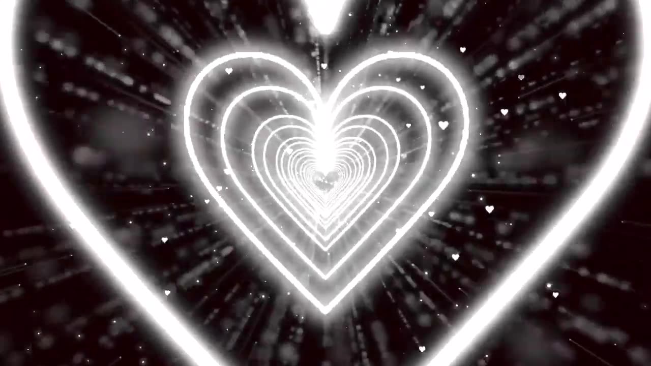 052. White Heart Background 🤍 Heart tunnel background Neon Heart