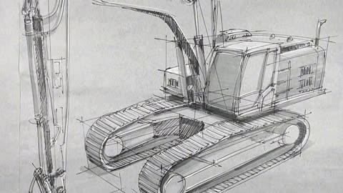 How to Draw an Excavator: Step-by-Step Pencil Line Sketch Tutorial