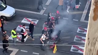 French Rail Strike Workers sell Barbecue