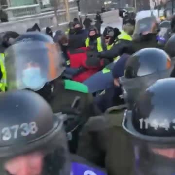 Nazi Canadian Horse Police Trample over Citizens - 1 Dead