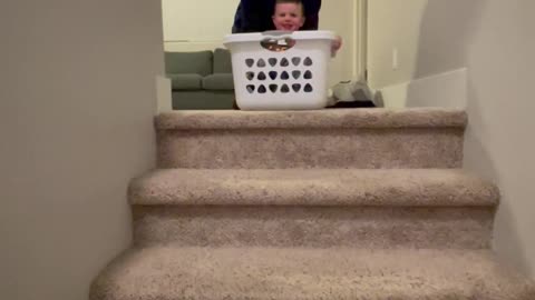 Stair Sliding Toddler Bonks Head