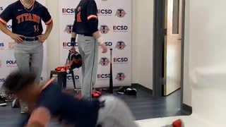 Baseball Player Doing a Backflip Slips on Paper