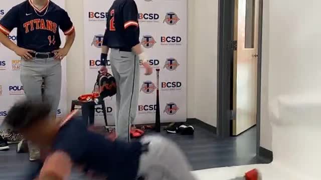 Baseball Player Doing a Backflip Slips on Paper