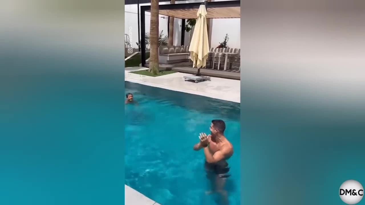 Cristiano Ronaldo Throwing his Son from Pool - FAKE vs REAL