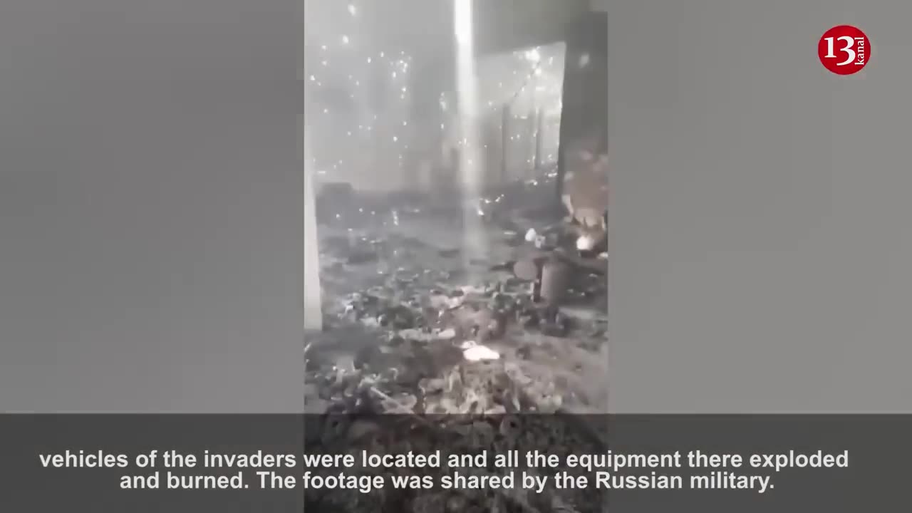 HIMARS hit hangar where Russians gathered equipment - images of equipment burning to ashes