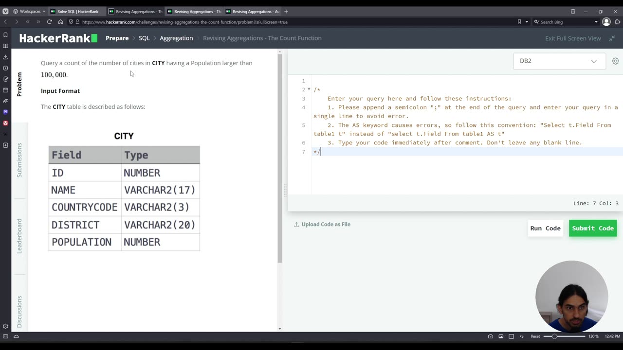 Revising Aggregations - The Count Function | SQL Aggregation | HackerRank Solution