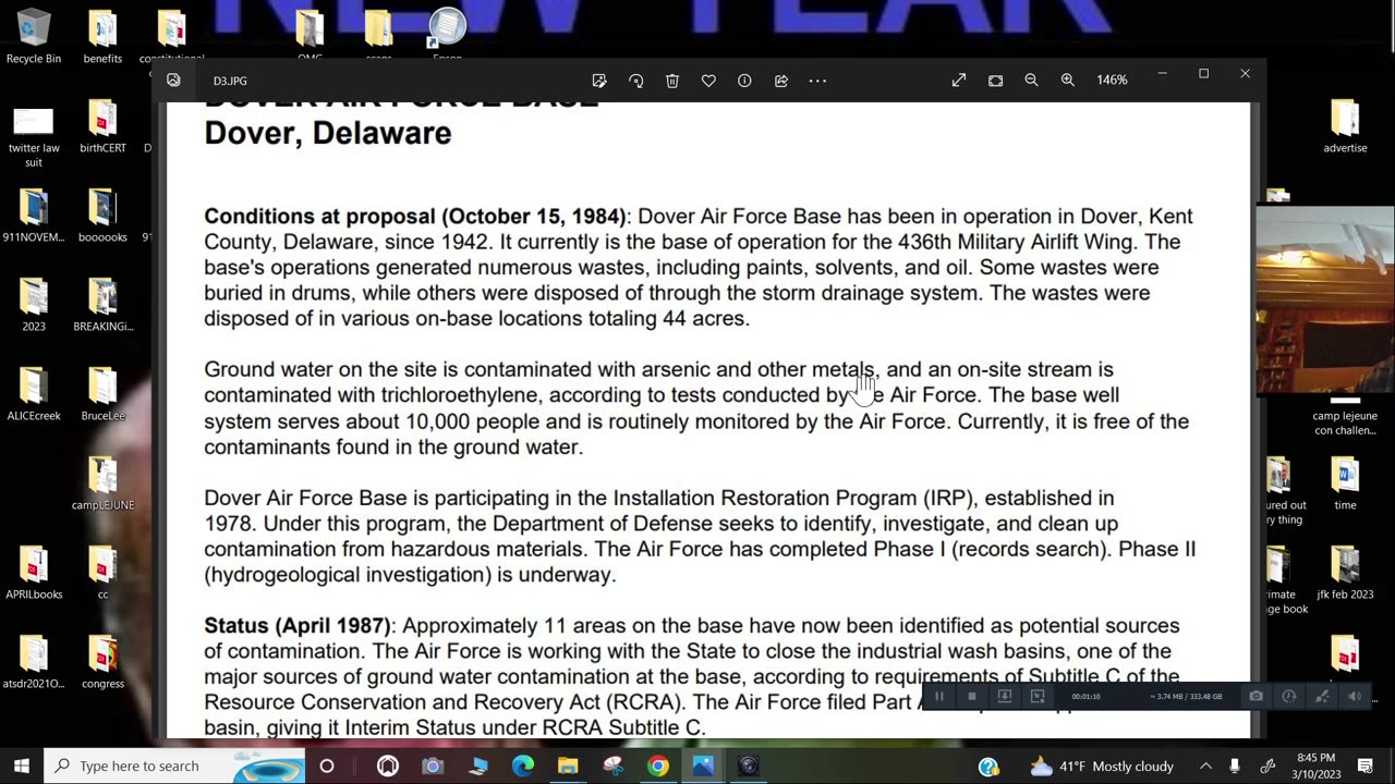Delaware state, TOXIC military bases.