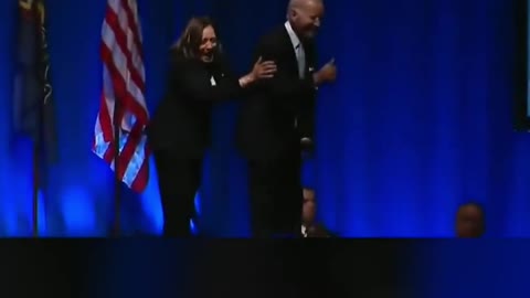 Biden pretended to jump off the stage at the end of his speech,