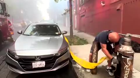 someone parked right beside a fire hydrant & got their car window smashed