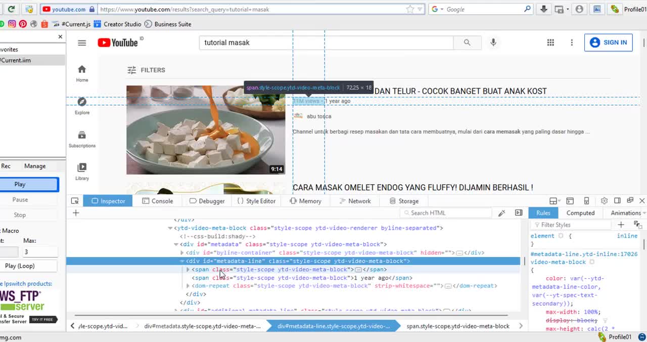 Easy Way to Learn Basic Imacros : Scrape Youtube Data[