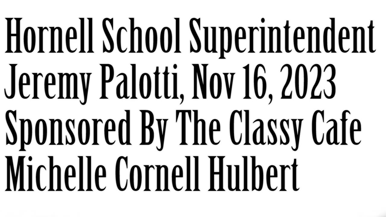 Wlea Newsmaker, November 16, 2023, Superintendent Jeremy Palotti