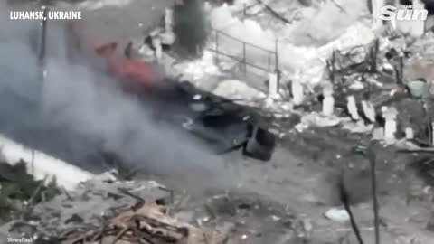 Ukrainian unit destroys Russian 'Z' tank in bombed out Luhansk