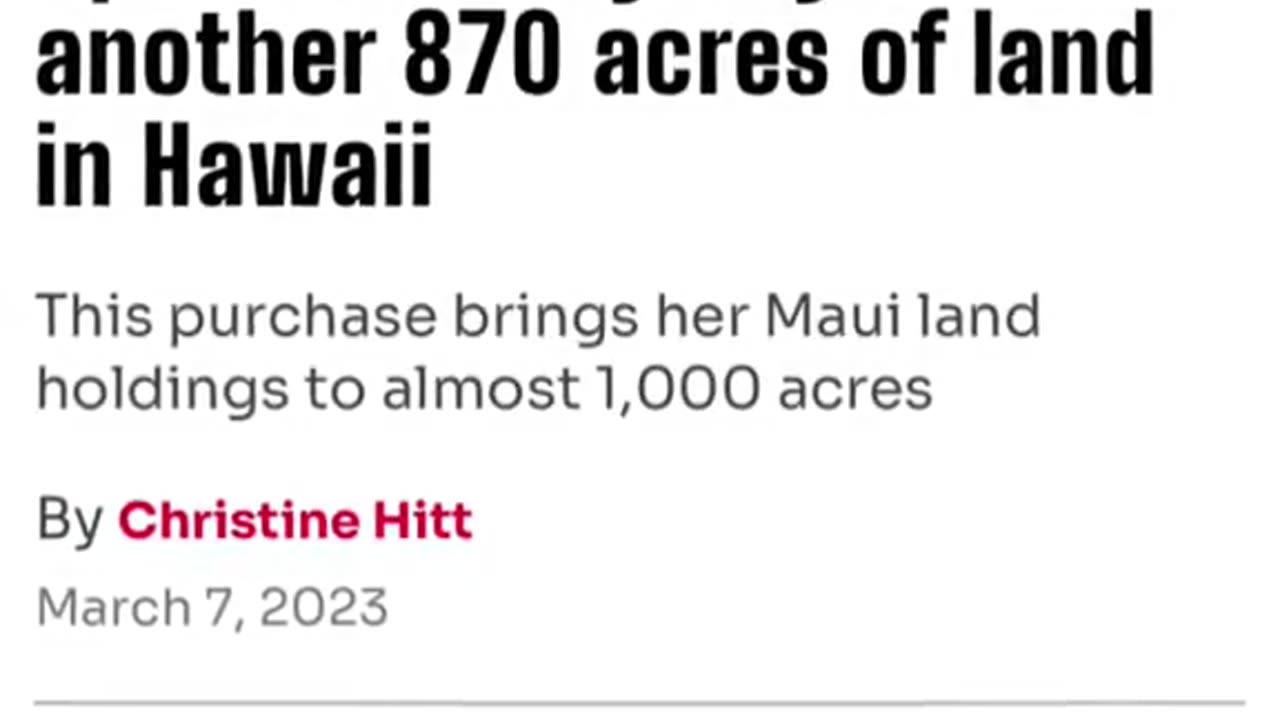 Oprah Winfrey buys another 870 acres of land in Hawaii