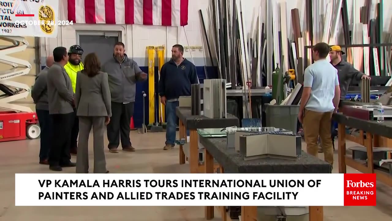 JUST IN- Vice President Kamala Harris Tours Union Training Facility In Michigan