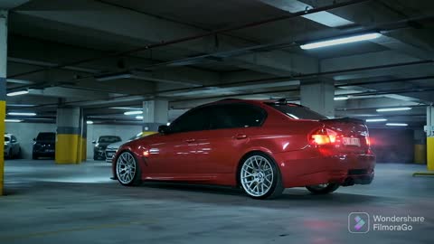 beautiful red BMW car