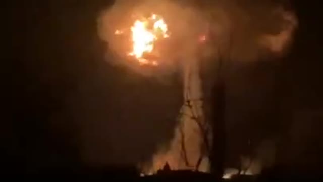 Near Kharkov mushroom cloud of smoke after an unknown impact