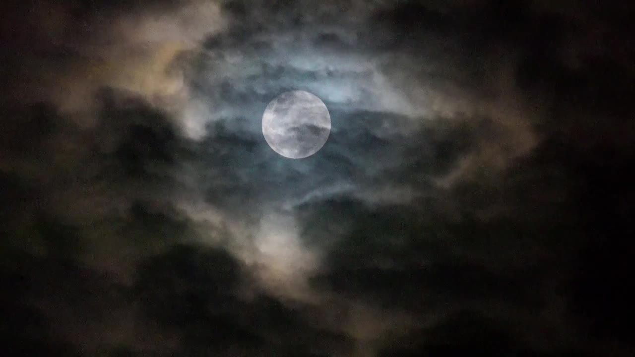 Moon And Clouds In The Night Sky _ Royalty Free Stock Footage