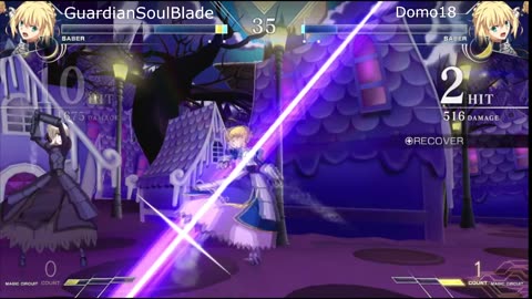 Melty Blood: Type Lumina GuardianSoulBlade (Saber) Vs Domo18 (Saber Alter) Saber Mirror Match