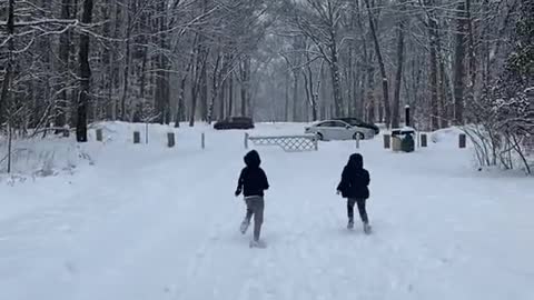 Kiddos Run to Get a Better Look at Albino Deer