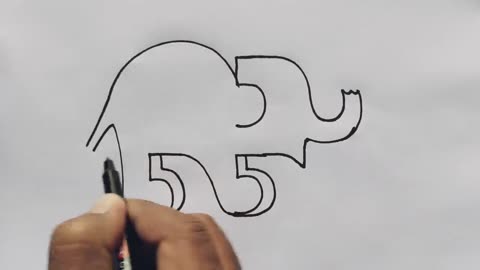 How to draw Elephant from number 55.drawing elephant..