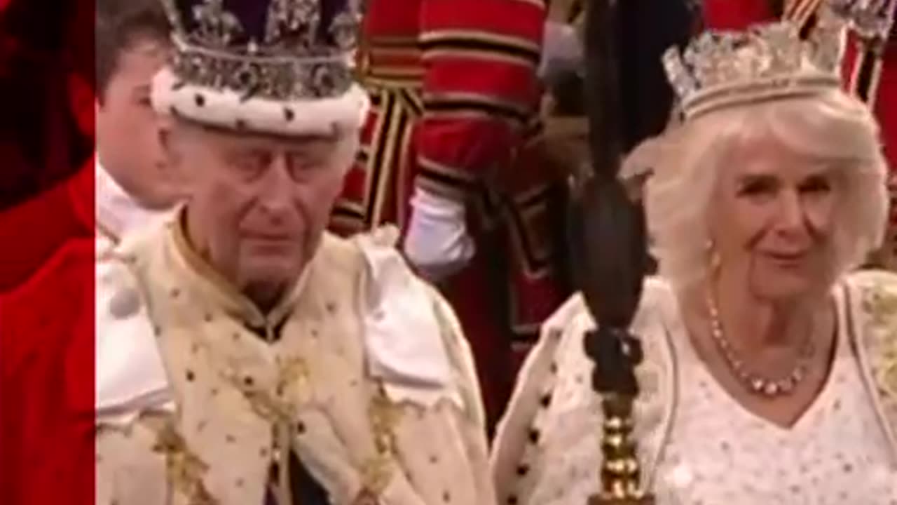 King Charles arrives in Spain. Wearing purple