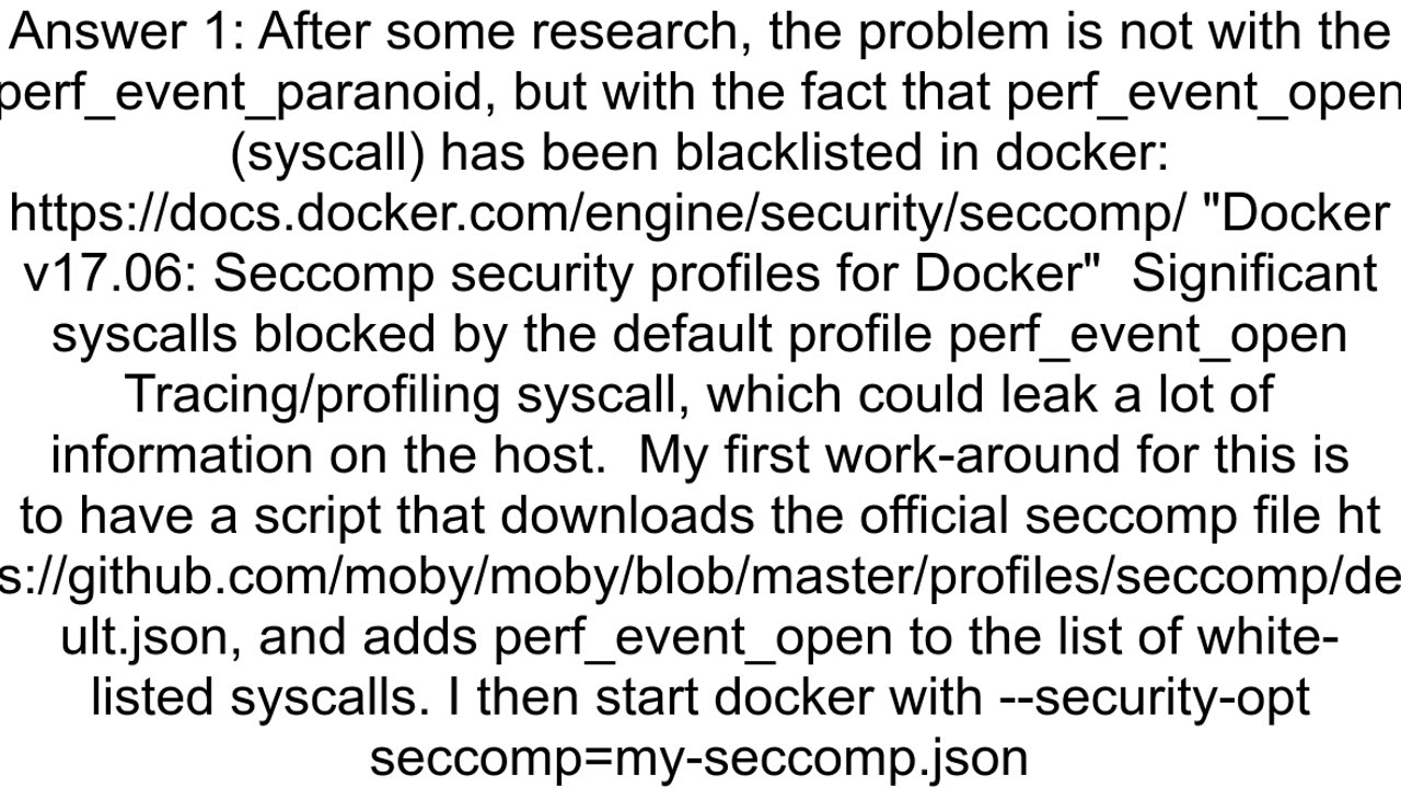 Use perf inside a docker container without privileged