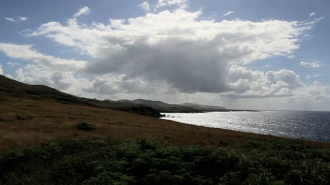 Easter Island sloping coast and cloud 1