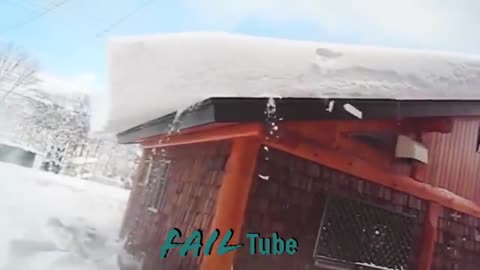 Awesome Roof Snow Removal Tools ! Amazing Snow Sliding Off The Roof