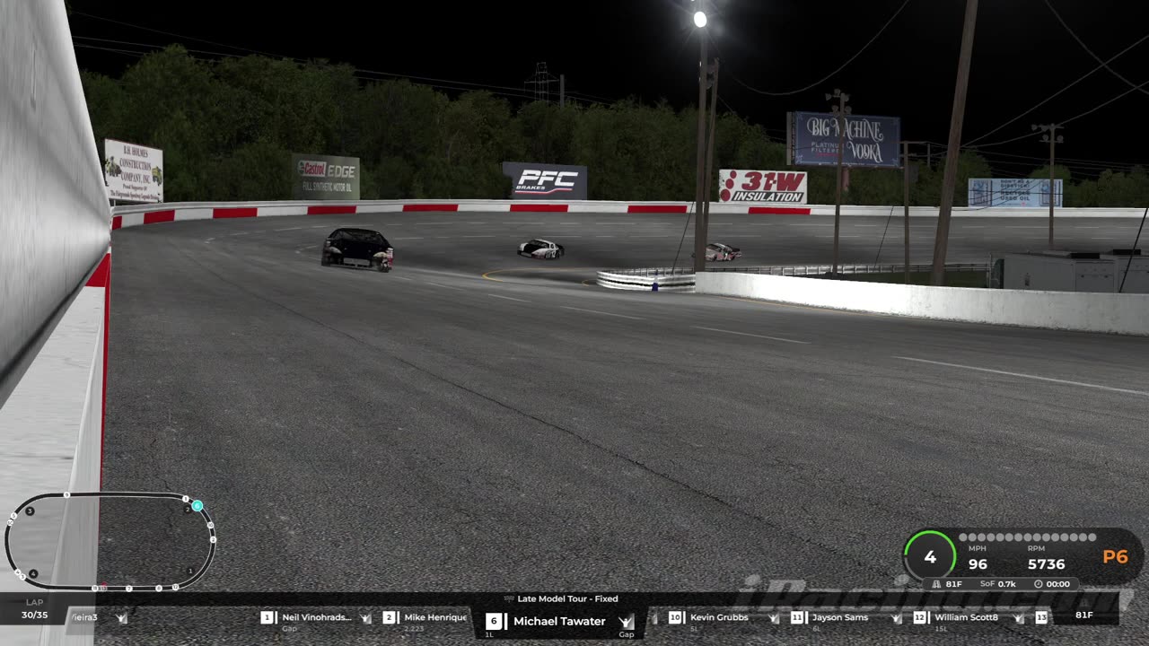 Nashville Fairgrounds Last to 6th Place. iRacing