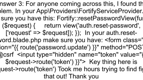 Laravel The token field is required while reset password