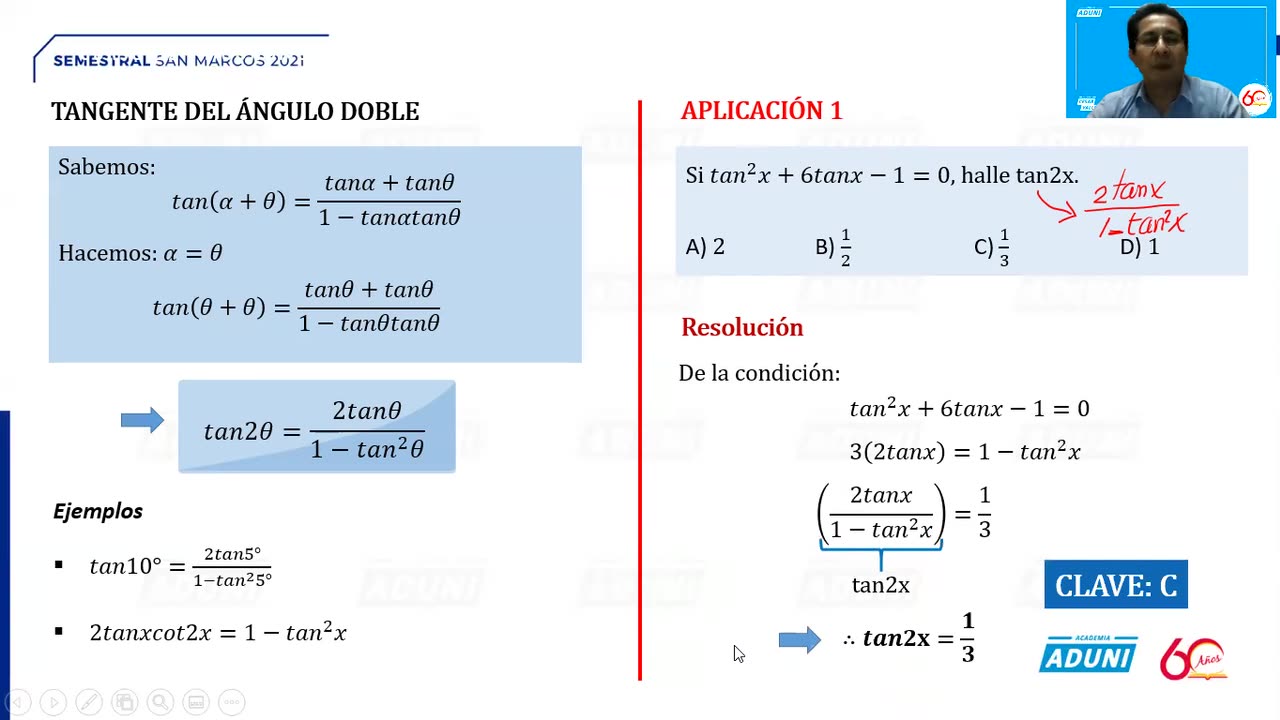 SEMESTRAL ADUNI 2021 | Semana 12 | Trigonometría S1