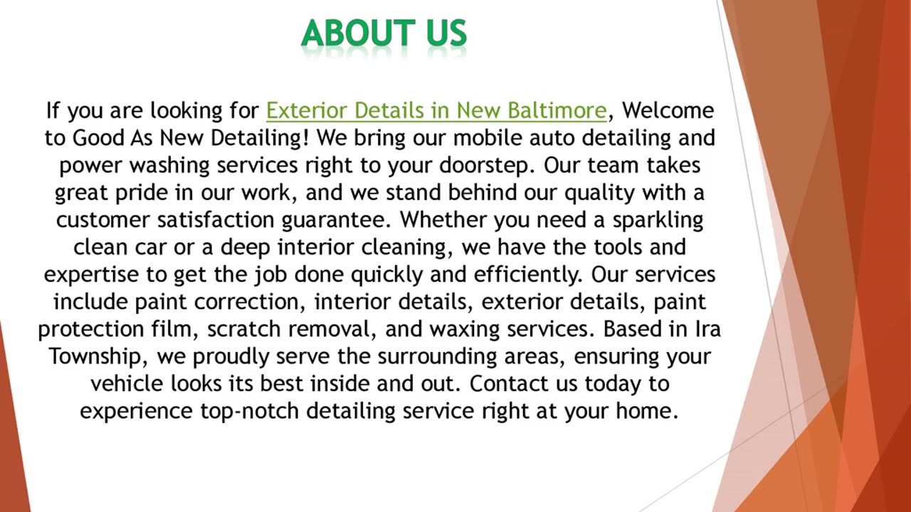 If you are looking for Exterior Details in New Baltimore