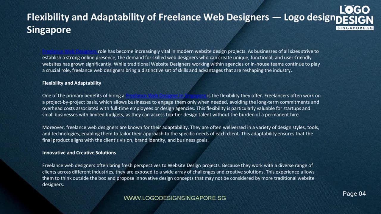 Flexibility and Adaptability of Freelance Web Designers — Logo design Singapore