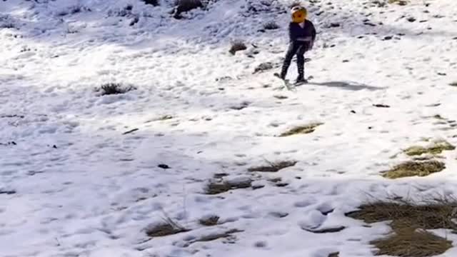 Would you ski with a pumpkin on your head?