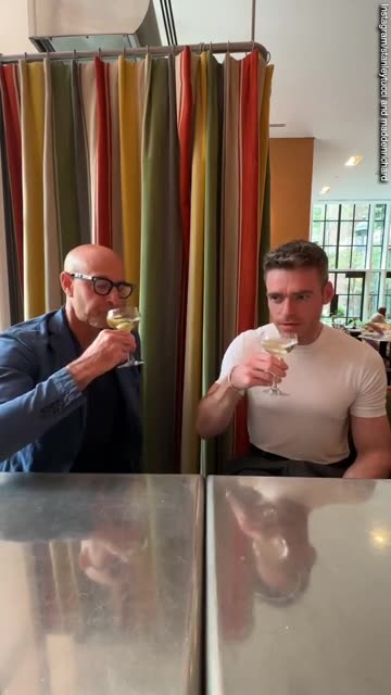 Richard Madden and Stanley Tucci post video together making a toast