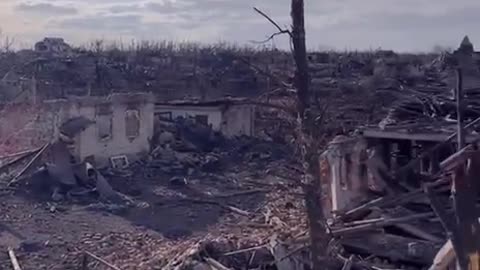 Destroyed settlement of Marinka Ukraine