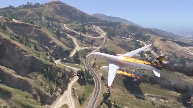 Fire Engine into Landing Airplane _ GTA 5