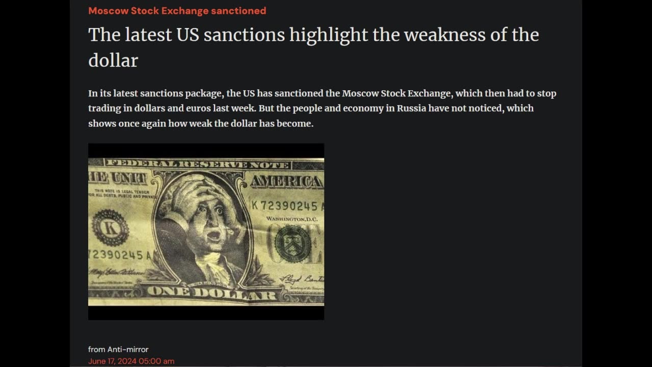 The latest US sanctions highlight the weakness of the dollar.