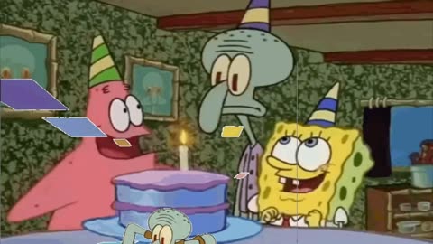 Squidward Is Playing With Tiles While SpongeBob And Patrick Wish Squidward A Happy Birthday 🎂