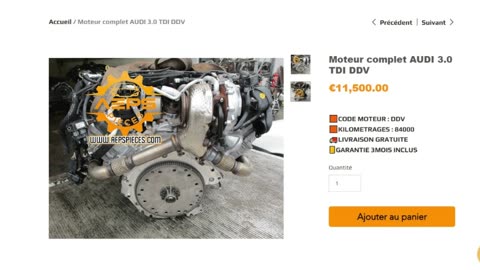 AEPSPIECES.COM - Moteur complet AUDI 3.0 TDI DDV