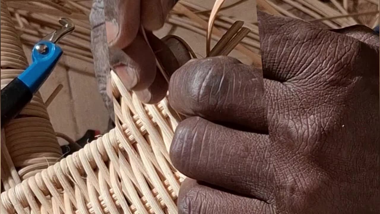 How rattan panelist weaving is done.