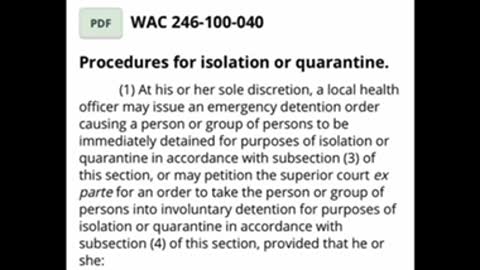 ISOLATION AND DETENTION PROCEDURES IN WASHINGTON