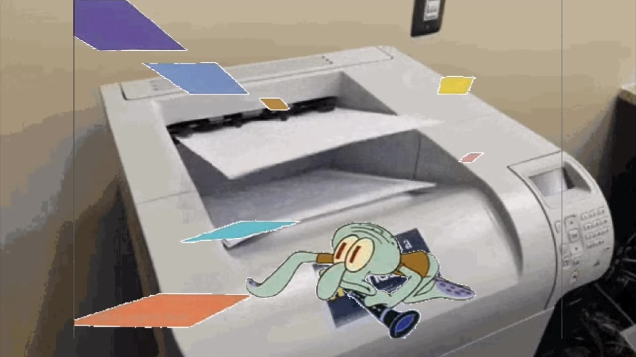 Squidward Is Playing With Tiles On Top Of A Printer 🖨️