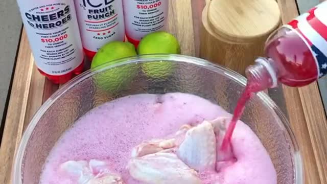 Spicy fruit punch wings with Sparkling Ice.