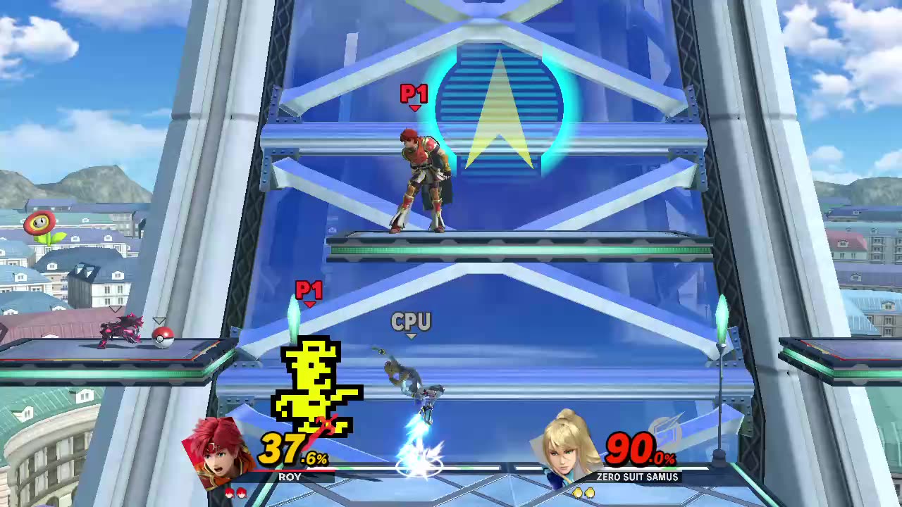 Roy Vs Zero Suit Samus on Prism Tower (Super Smash Bros Ultimate)