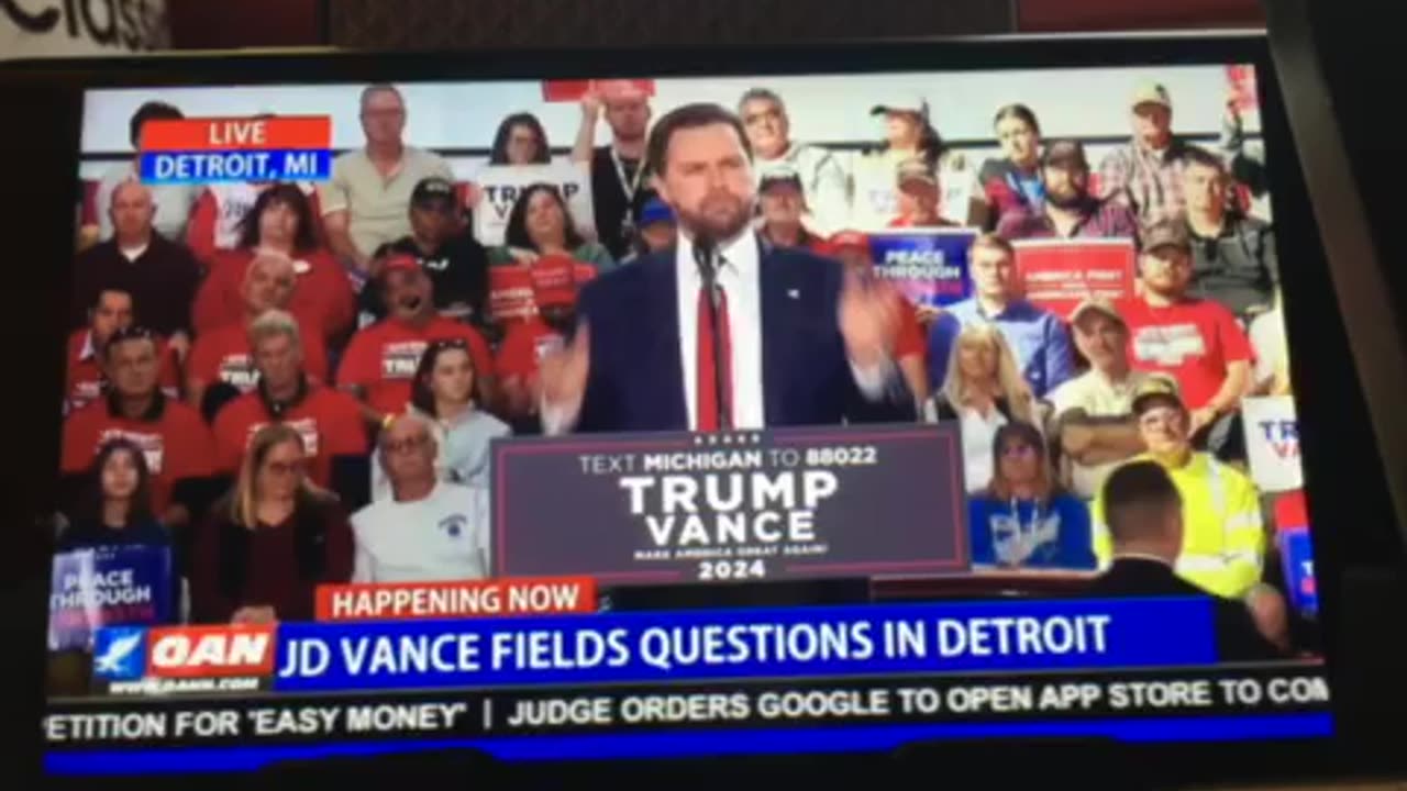 🦅OANN JD Vance fields reporter question faith promises prosperity & peace Monday 02:54 pm