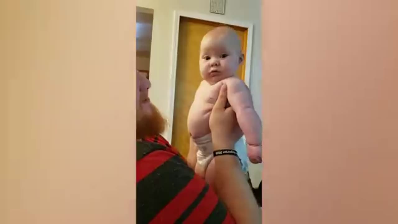 Funny dad and baby