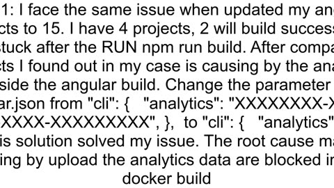 How do I fix Docker getting stuck at quotRUN npm run buildquot with Angular 15