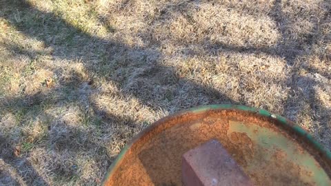 testing firecrackers in a burn barrel and dirt