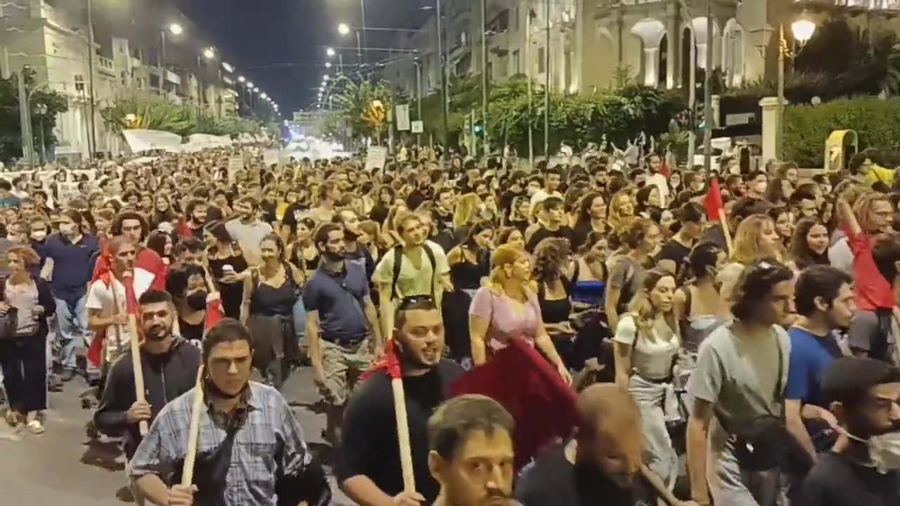 Yesterday: Greek students demonstrate against a law providing for university police.